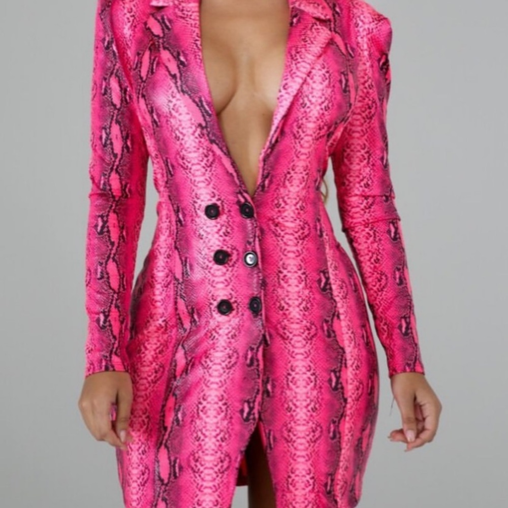 Pink & Black printed blazer dress